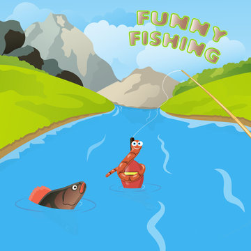 funny fishing illustration