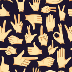 Hand signs icons set pattern