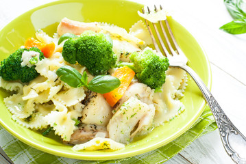 Casserole pasta with fish and broccoli