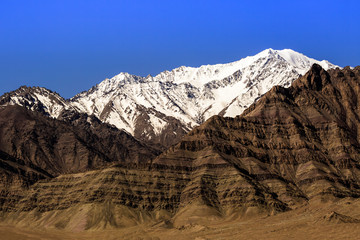 Spectacular mountain scenery Himalaya Range and snow background.