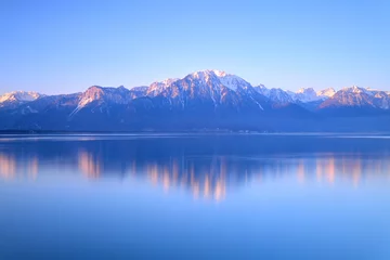 Fond de hotte en verre imprimé Lac / étang Paysage Suisse : Lac Léman de Montreux