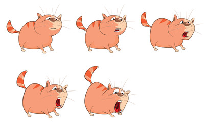 Cartoon Character Cute Cat for a Computer Game. Storyboard
