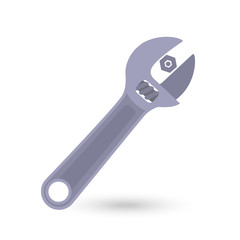Adjustable wrench icon in flat style shadows. Metal wrench vector icon