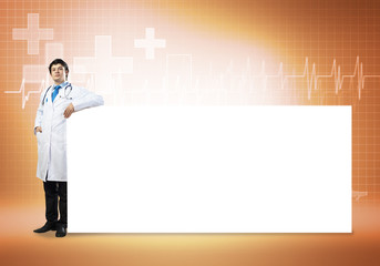 Doctor with banner