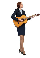 Businesswoman with guitar