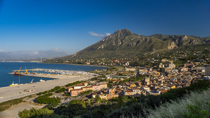 panoramic view on harbor of Termini Imerese, Sicily, Italy.