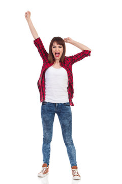 Shouting Young Woman Isolated