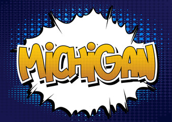 Michigan - Comic book style word.