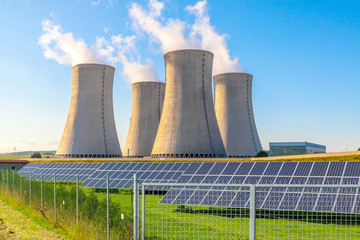 Nuclear power plant Dukovany with solar panels in Czech Republic Europe