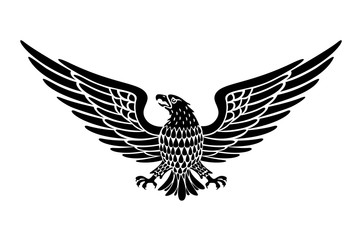 Detailed Hand Drawn Eagle Holding Scroll Vector
