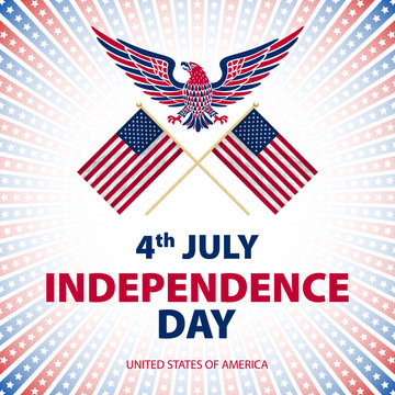 easy to edit vector illustration of eagle with American flag for Independence day