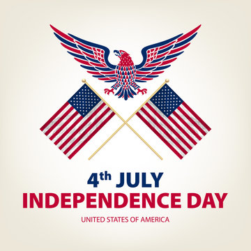 easy to edit vector illustration of eagle with American flag for Independence day