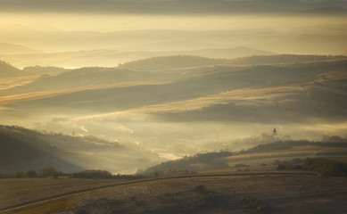 autumn morning with fog