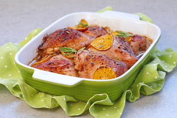 Baked orange clementine chicken legs