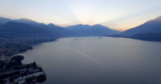 Aerial 4k - Dongo - Lago di Como (IT) - Vista aerea all'alba
