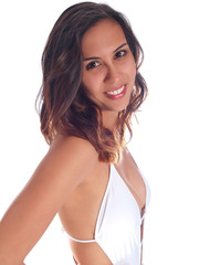 Fototapeta premium young woman in white bathing suit 