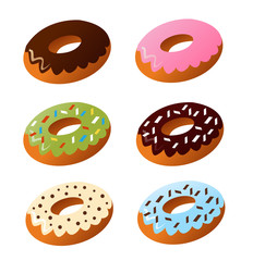 Set of cute sweet colorful donuts