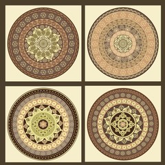 Set of ornamental colorful mandalas