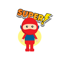 Flat style superhero character avatar on ribbon label creative design template man super hero profile full face view