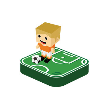 soccer player isometric cartoon