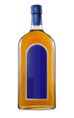 Clean whiskey bottle isolated on a white background