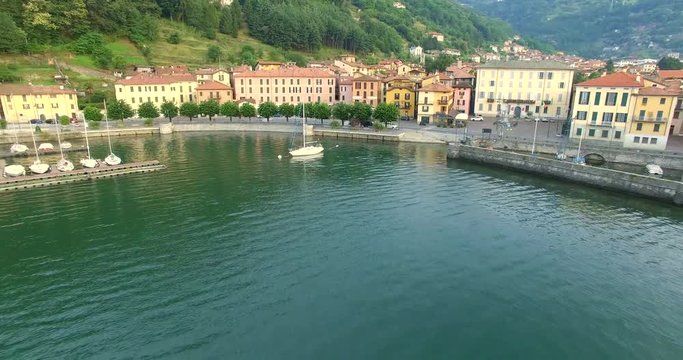 Aerial 4k - Dongo - Lago di Como (IT) - Vista aerea all'alba