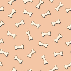 Seamless pattern with cute cartoon bones