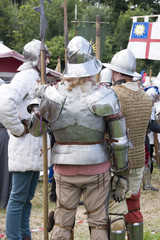 Tewkesbury, UK-July 17, 2015: Historical Reenactors' Authetic Living History Camp on 17 July 2015 at Tewkesbury Medieval Festival