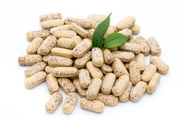 Alternative Medicine. Vitamin capsules. Homeopathic supplement.