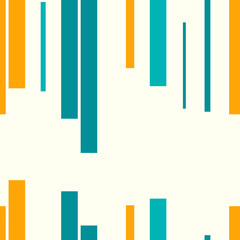 Retro seamless pattern on dark background. Vector illustration. Turquoise, and yellow abstract wallpaper. Geometric pattern with circles