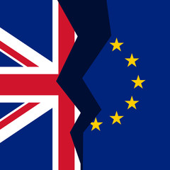Fototapeta na wymiar united kingdom and european union broken flag concept