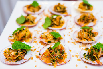 Cocktail party with variety of desserts and food