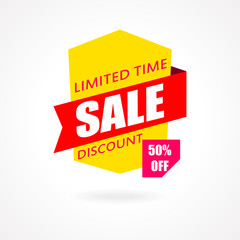 Sale banner. Discount and special offer. 50 percent off.