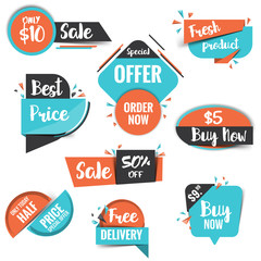 Flat design origami banners