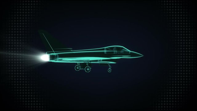 Rotating Airforce plane, jet. x-ray image.