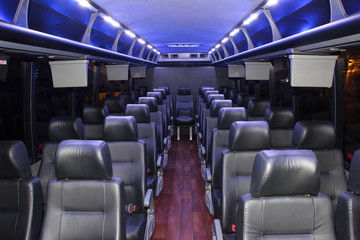 luxurious limousine bus loaded with leather seats 