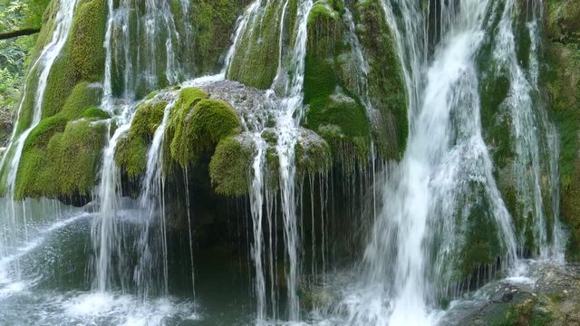 Waterfall Bigar in summer. Located at the intersection with the parallel 45 in district Caras-Severin, Romania. One of the most beautiful cascade from the world. 4K footage.