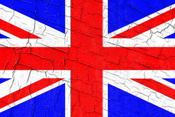 Great Britain Flag on cracked grunge background.