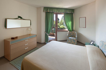 interior, bedroom with double bed