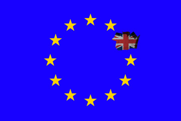 Brexit - European Union Flag With Great Britain. Conceptual image.