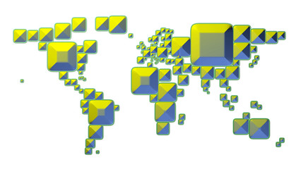 Obraz premium Mappa Terra 3D colore con forme a quadrate