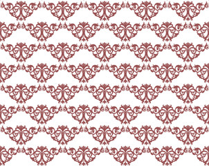 Damask style ornament pattern in red. Vector..