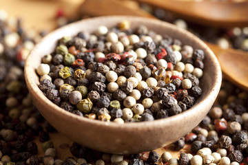 Colorful pepper peas in a bowl