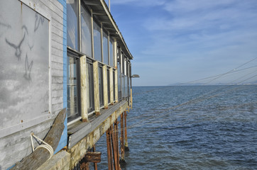 Stilt house on the Mediterranean Sea
