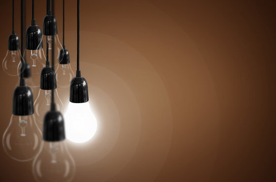 Idea concept with light bulb.