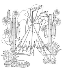 Vector cute fairy wigwam doodle