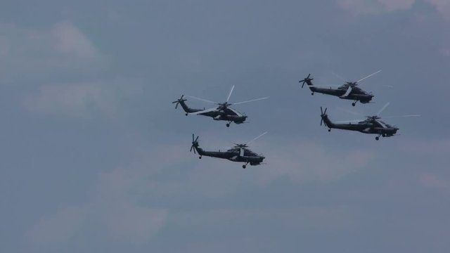Russian military helicopter Mi-28N 4K flight