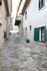 Fototapeta na wymiar Old stone street in the smallest town in the world, Hum in Istria, Croatia