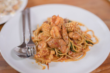 spicy squid spaghetti