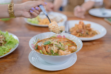 Tomyam kung - shrimp noodles spicy food